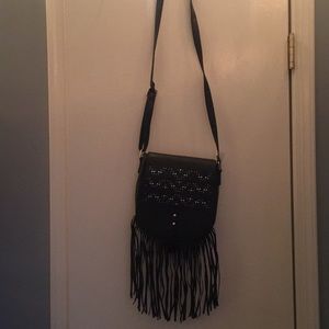 black fringe purse